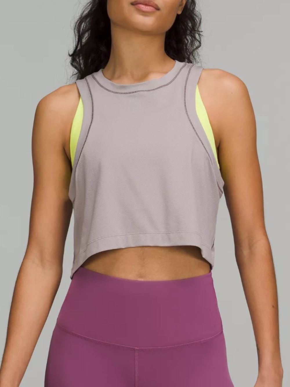 Lululemon Open-Back Cropped Training Tank Top
Mauve Grey / Shadow Grey